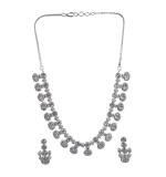 Women's Brass Silver Plated Necklace set (White)