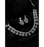 Women's Brass Silver Plated Necklace set (White)