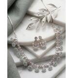 Women's Brass Silver Plated Necklace set (Turquoise)