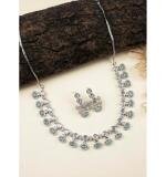 Women's Brass Silver Plated Necklace set (Turquoise)
