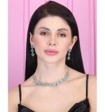 Women's Brass Silver Plated Necklace set (Turquoise)
