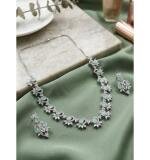 Women's Brass Silver Plated Necklace set (Turquoise)