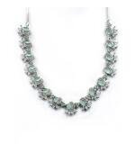 Women's Brass Silver Plated Necklace set (Turquoise)