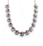 Women's Brass Silver Plated Necklace set (Red)