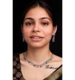 Women's Brass Silver Plated Necklace set (Silver)