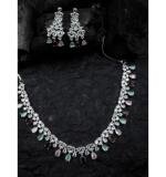 Women's Brass Silver Plated Necklace set (Silver)