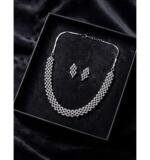 Women's Brass Silver Plated Necklace set (Silver)