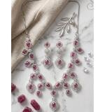 Women's Brass Silver Plated Necklace set (Red)
