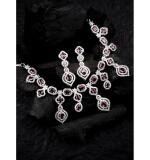 Women's Brass Silver Plated Necklace set (Red)