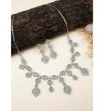 Women's Brass Silver Plated Necklace set (Turquoise)