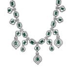 Women's Brass Silver Plated Necklace set (Green)