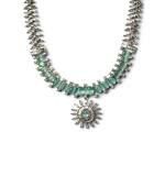 Women's Brass Silver Plated Necklace set (Turquoise)