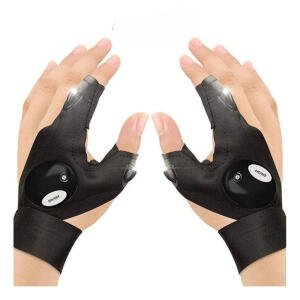 Pack of 2 LED Flashlight Gloves (Black)