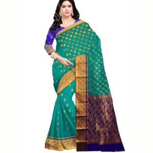 : Banarasi Silk Blend Saree  (GREEN) Art Silk Sarees