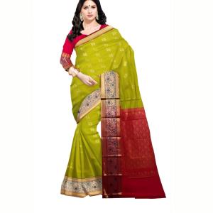Embellished Kanjivaram Silk Blend Saree  (Multicolor, Yellow, pink)