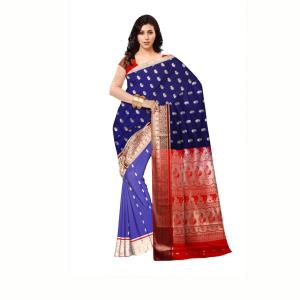 Rani Blie Paithani Silk Saree (Blue & Pink )