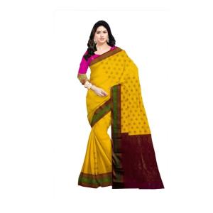 Handloom Pure Cotton Pallu Design Tangail Saree Pink&Yellow