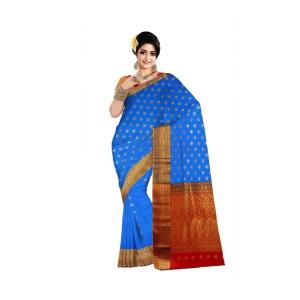 : Golden zari Butta with blouse piece for womens Blue