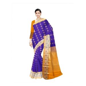 : Saree with Patterned Weave  (Blue&Gold)