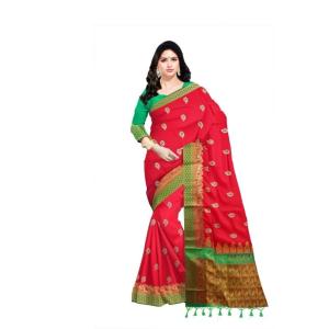 :   Woven Kanjivaram Cotton Silk Saree  (Red)