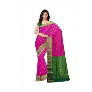 Woven Kanjivaram Cotton Soft  Saree (Pink&Green)