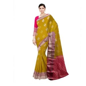 Woven Kanjivaram Cotton Soft  Saree (Myrun& Pink)