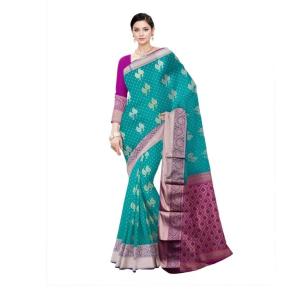 Woven tamilnadu Cotton Soft  Saree (Blue & Dark Pink)