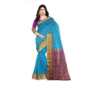 Woven tamilnadu Cotton Soft  Saree (Blue & Dark Pink)