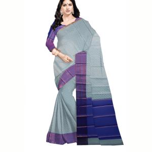 Grey & Blue Art Silk Sarees