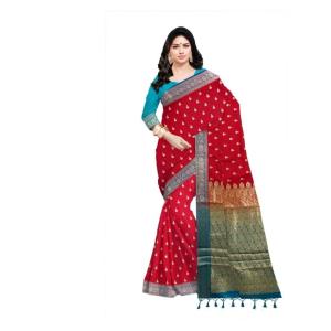 Woven  Cotton Soft  Saree New 2025 (Red&Blue ) MH