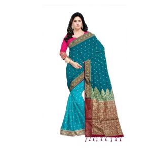 :   Woven  Silk Soft  Saree New (Blue & Pink )