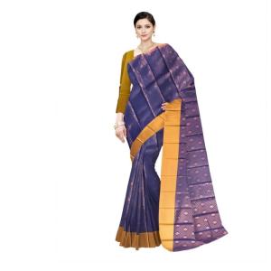 Woven  Soft  Cotton Saree New ( Dark Blue )