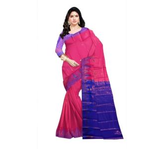 Woven  Soft  Cotton Saree New ( Pink & Blue )