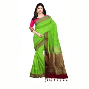 Silk Blend Saree  (GREEN) Art Silk Sarees